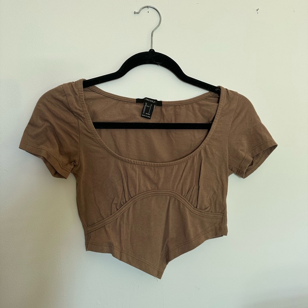 Brown Scoop Neck Top